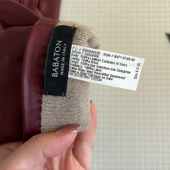 Babaton leather and wool gloves size 6.5 - Picture 4 of 6